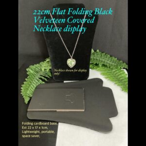 22cm Flat Folding Black Velveteen Covered Necklace Display