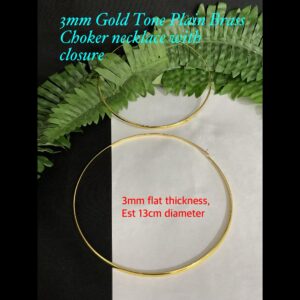 3mm Gold plain brass choker necklace with closure