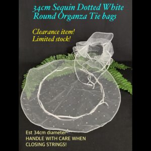 34cm Sequin Dotted White Round Organza Tie Bags (5pcs) 50% off!