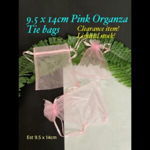 9.5x14cm Pink Organza Tie Bags (10pcs) 20% off!