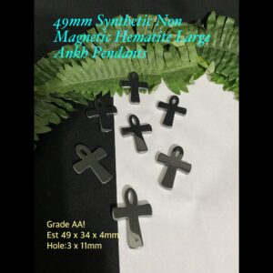 49mm Synthetic Non Magnetic Hematite Large Ankh Pendants