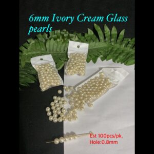 6mm Ivory Cream glass pearls (est 100pcs)