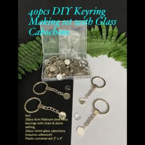 40pcs DIY Keyring Making set with glass Cabochons