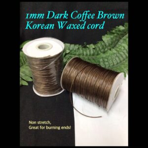 1mm Dark Coffee Brown Korean Waxed cord (est 20ft)
