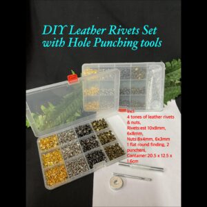DIY Leather Rivets Set with Hole Punching Tools