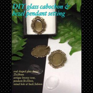 7mm DIY Oval Shaped Glass dome/bezel Antique Bronze pendant setting 30% off until 15Apr26!!