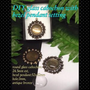 52mm DIY Round glass dome/bezel dark Antique Bronze pendant setting  30% off until 15Apr26!