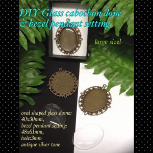 61mm DIY Oval shaped glass dome/bezel Antique Bronze tone pendant setting 30% off until 15Apr26!!