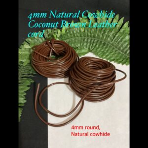4mm Natural Cowhide Coconut Brown leather Cord (per 10metre roll)