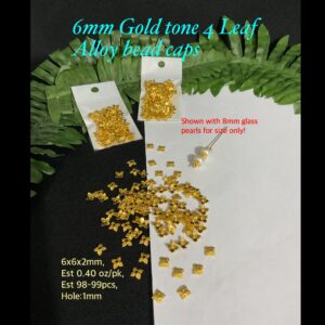 6mm Gold tone 4 Leaf Alloy bead caps (est 0.40oz)