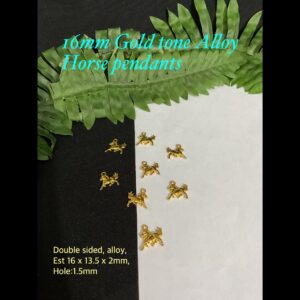 16mm Gold Tone Alloy Horse Pendants (10pcs)