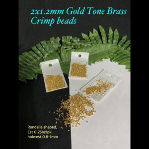 2x1.2mm Gold Tone Brass Crimp beads (est 0.25oz)