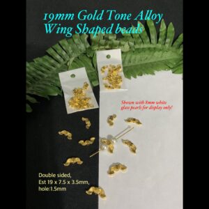 19mm Gold Tone Alloy Wing Shaped beads (est 15pcs)