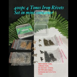 400pc 4 Tones Mini Iron Rivets set in mini container
