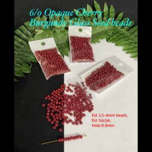 6/0 Opaque Cherry Burgundy Glass seed beads (est 1oz)