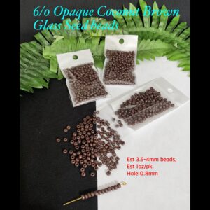 6/0 Opaque Coconut Brown Glass seed beads (est 1oz)