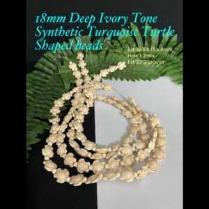 18mm Deep Ivory Tone Synthetic Turquoise Turtle Shaped beads (est 22-23pcs)