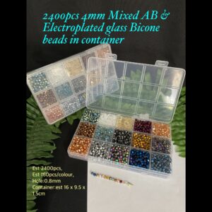 2400pcs 4mm Mixed Ab & Electroplated Sparkle glass bicones in rectangle container 105 off!