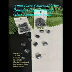 15mm Dark Charcoal Grey Rounded Edge Rectangle Inner Twist Glass Lampwork beads (10pcs)