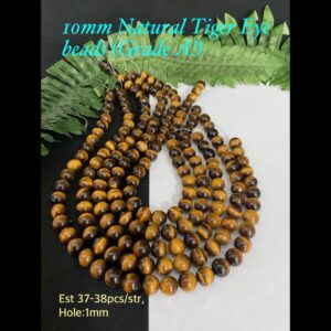 10mm Natural Tiger Eye beads (Gr A! est 37-38pcs)