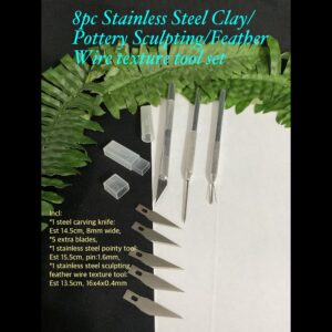 8pc Stainless Steel Clay/Pottery Sculpting/Feather wire texture tool set 10% off!