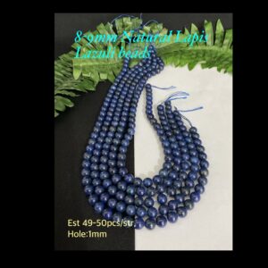 8-9mm Natural Lapis Lazuli beads (est 49-50pcs)