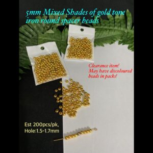 5mm Mixed Shades of gold tone iron round spacer beads (est 200pcs) 40% off!