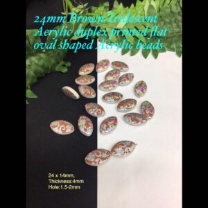 24mm Brown/Iridescent Acrylic duplex printed flat oval shaped acrylic beads (20pcs) 20% off!