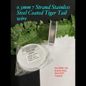 0.3mm 7 Strand Stainless Steel Coated Tiger Tail wire (est 100ft) 10% off until 8Apr2026!