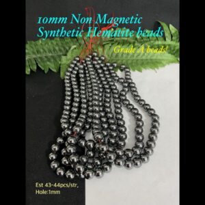 10mm Synthetic Non Magnetic hematite beads (est 43-44pcs, Gr A!)