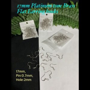 17mm Platinum tone Brass Flat Fish Hook Earring hooks (est 50pcs)