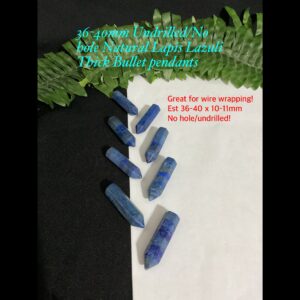 36-40mm Undrilled/No Hole Natural Lapis Lazuli Thick Bullet Pendants