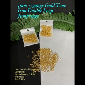 5mm 17Gauge Gold Tone Iron Double Loop Jumprings (est 0.50oz)