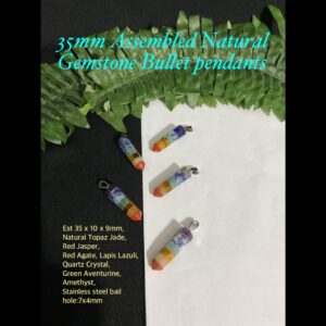 35mm Assembled Natural Gemstone Bullet Pendants