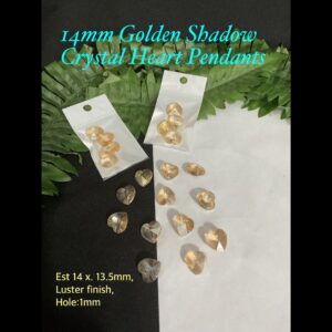 14mm Golden Shadow Crystal Heart Pendants (4pcs)
