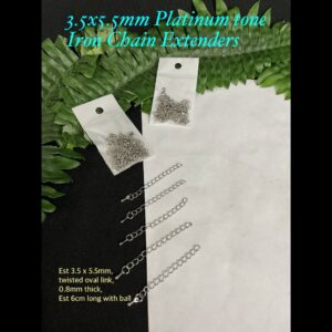 3.5x5.5mm Platinum Tone iron Chain Extenders with ball (est 15pcs)