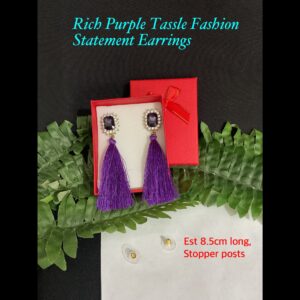 Rich Purple Tassel Fashion Statement Earrings in box 20% off!
