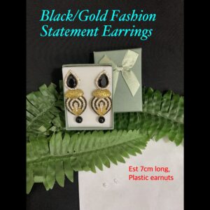 Black/Gold Fashion Statement Earrings in box 20% off!
