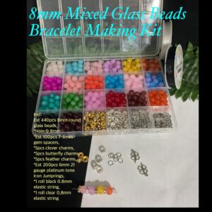 8mm Mixed Glass beads Bracelet Making Kit