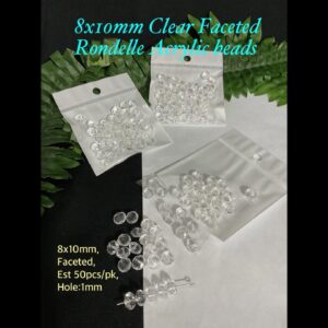 8x10mm Clear Faceted Rondelle Shaped Acrylic beads (est 50pcs)