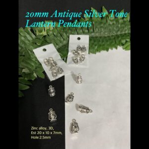 20mm Antique Silver tone Lantern pendants (6pcs)