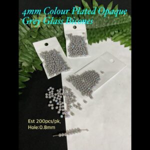 4mm Colour Plated Opaque Grey Glass bicones (est 200pcs)