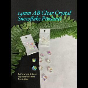 14mm AB Clear Crystal Snowflake Pendants (4pcs)