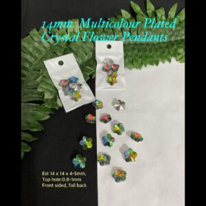 14mm Multicolour Plated Crystal Flower Pendants (5pcs)