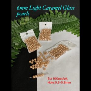6mm Light Caramel glass pearls (est 100pcs)