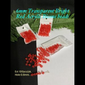 6mm Transparent Bright Red Acrylic Bicone beads (est 100pcs)