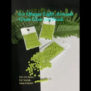 6/0 Opaque Light Avocado Green Glass Seed beads (est 1oz)