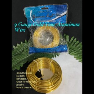 9 gauge (3mm) Gold Tone Aluminum wire (est 82ft)