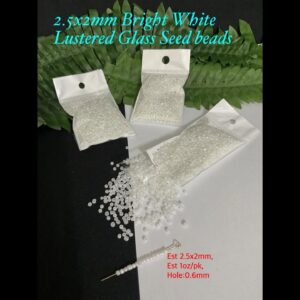 2.5x2mm Bright White Lustered Glass Seed beads (est 1oz) 30% off!