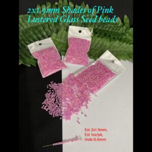 2x1.9mm Shades of Pink Lustered Glass Seed beads (est 1oz) 30% off!